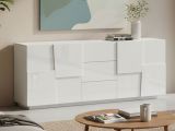 Credenza bianca 220x44x86h cm 4 ante e 3 cassetti - Astel