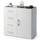 Credenza bianca 90x41x87h cm 1 anta e 4 cassetti - Aracnida