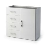Credenza bianca 90x41x87h cm 1 anta e 4 cassetti - Aracnida