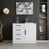 Credenza bianca 90x47x85h cm 1 anta e 4 cassetti - Neoguri