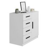 Credenza bianca 90x47x85h cm 1 anta e 4 cassetti - Neoguri