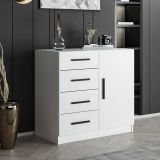Credenza bianca 90x47x85h cm 1 anta e 4 cassetti - Neoguri