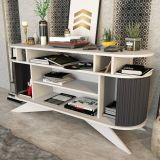 Credenza bianca e antracite 150x43x75h cm 2 ante - Joy