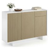 Credenza bianca e beige 134x35x87h cm 3 ante e 1 cassetto - Arius
