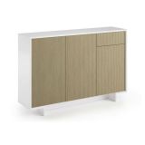 Credenza bianca e beige 134x35x87h cm 3 ante e 1 cassetto - Arius