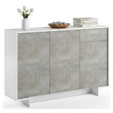 Credenza bianca e cemento 134x35x87h cm 3 ante e 1 cassetto - Arius