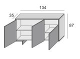 Credenza bianca e cemento 134x35x87h cm 3 ante e 1 cassetto - Arius
