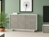 Credenza bianca e cemento 134x35x87h cm 3 ante e 1 cassetto - Arius