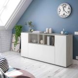 Credenza bianca e cemento 150x41x76h cm 3 ante - Crisantemo