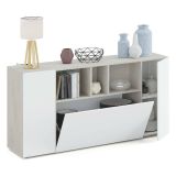 Credenza bianca e cemento 150x41x76h cm 3 ante - Crisantemo