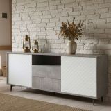 Credenza bianca e cemento 184x45x77h cm 2 ante e 2 cassetti - Azis
