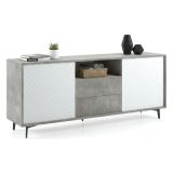 Credenza bianca e cemento 184x45x77h cm 2 ante e 2 cassetti - Azis