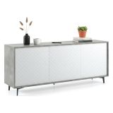 Credenza bianca e cemento 184x45x77h cm 3 ante - Aminda