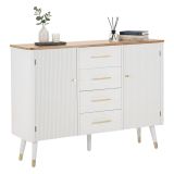 Credenza bianca e marrone 117x37x90h cm 2 ante e 4 cassetti - Acute