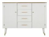 Credenza bianca e marrone 117x37x90h cm 2 ante e 4 cassetti - Acute