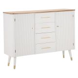 Credenza bianca e marrone 117x37x90h cm 2 ante e 4 cassetti - Acute