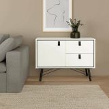 Credenza bianca e nera 101x40x72h cm 1 anta e 2 cassetti - Arconate