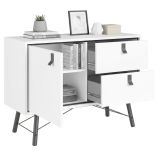 Credenza bianca e nera 101x40x72h cm 1 anta e 2 cassetti - Arconate