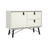 Credenza bianca e nera 101x40x72h cm 1 anta e 2 cassetti - Arconate