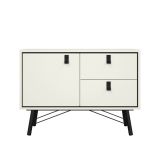 Credenza bianca e nera 101x40x72h cm 1 anta e 2 cassetti - Arconate