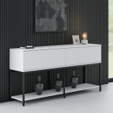 Credenza bianca e nera 150x30x80h cm 2 ante - Basilia