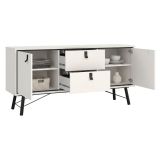 Credenza bianca e nera 150x40x72h cm 2 ante e 2 cassetti - Manyi