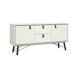 Credenza bianca e nera 150x40x72h cm 2 ante e 2 cassetti - Manyi