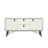 Credenza bianca e nera 150x40x72h cm 2 ante e 2 cassetti - Manyi