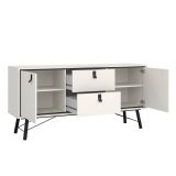 Credenza bianca e nera 150x40x72h cm 2 ante e 2 cassetti - Manyi