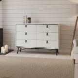 Credenza bianca e nera 150x40x94h cm 6 cassetti - Anturio