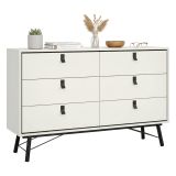 Credenza bianca e nera 150x40x94h cm 6 cassetti - Anturio