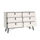 Credenza bianca e nera 150x40x94h cm 6 cassetti - Anturio