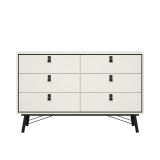 Credenza bianca e nera 150x40x94h cm 6 cassetti - Anturio