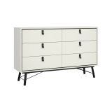 Credenza bianca e nera 150x40x94h cm 6 cassetti - Anturio