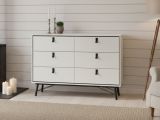 Credenza bianca e nera 150x40x94h cm 6 cassetti - Anturio