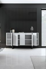 Credenza bianca e nera 160x35x80h cm 4 ante - Arta