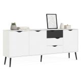 Credenza bianca e nera 195x39x81h cm 3 ante e 3 cassetti - Anima