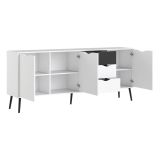 Credenza bianca e nera 195x39x81h cm 3 ante e 3 cassetti - Anima