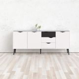 Credenza bianca e nera 195x39x81h cm 3 ante e 3 cassetti - Anima