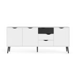 Credenza bianca e nera 195x39x81h cm 3 ante e 3 cassetti - Anima