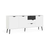 Credenza bianca e nera 195x39x81h cm 3 ante e 3 cassetti - Anima