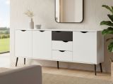 Credenza bianca e nera 195x39x81h cm 3 ante e 3 cassetti - Anima