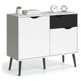 Credenza bianca e nera 98x39x81h cm 2 ante e 1 cassetto - Audit