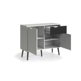Credenza bianca e nera 98x39x81h cm 2 ante e 1 cassetto - Audit