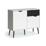 Credenza bianca e nera 98x39x81h cm 2 ante e 1 cassetto - Audit