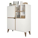Credenza bianca e noce 100x30x115h cm 3 ante - Londra