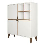 Credenza bianca e noce 100x30x115h cm 3 ante - Londra