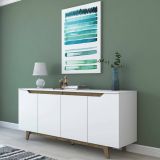 Credenza bianca e noce 180x45x78h cm 4 ante - Ascaro