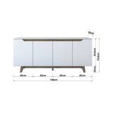 Credenza bianca e noce 180x45x78h cm 4 ante - Ascaro