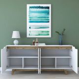Credenza bianca e noce 180x45x78h cm 4 ante - Ascaro